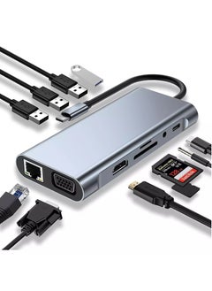 Generic USB C HUB 11 in 1 with 4K HDMI, VGA, Type C PD, USB3.0, RJ45 Ethernet, SD/TF Card Reader, 3.5mm AUX  - Image 1