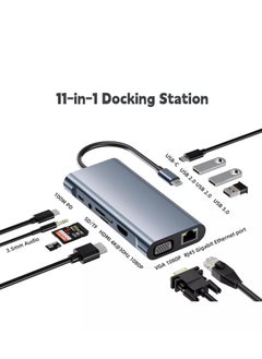Generic USB C HUB 11 in 1 with 4K HDMI, VGA, Type C PD, USB3.0, RJ45 Ethernet, SD/TF Card Reader, 3.5mm AUX  - Image 2