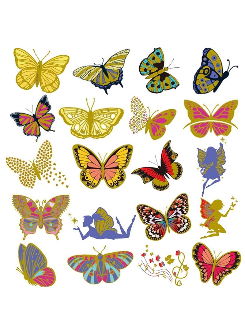 ORAINBOW 6 Sheets Metallic Glitter Butterfly Tattoos for Girls Women 79+ Gold Glitter Metallic Styles Butterfly Party Favors and Birthday Decorations for Children Girls - Image 1