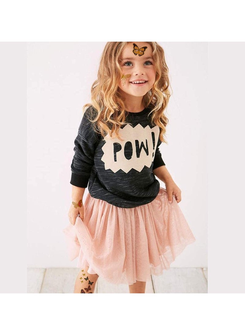 ORAINBOW 6 Sheets Metallic Glitter Butterfly Tattoos for Girls Women 79+ Gold Glitter Metallic Styles Butterfly Party Favors and Birthday Decorations for Children Girls - Image 4