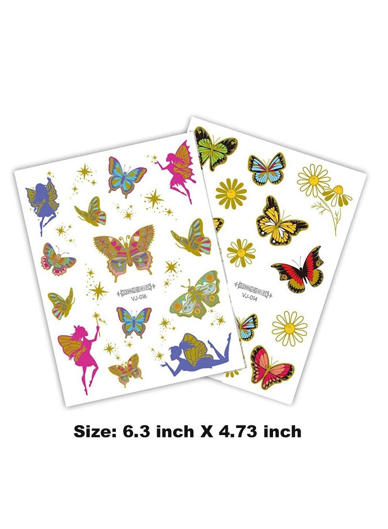 ORAINBOW 6 Sheets Metallic Glitter Butterfly Tattoos for Girls Women 79+ Gold Glitter Metallic Styles Butterfly Party Favors and Birthday Decorations for Children Girls - Image 5