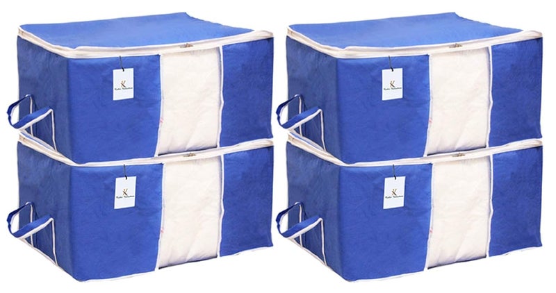Kuber Industries Underbed Storage Bag Storage Organiser Blanket Cover Set of 4 Royal Blue Extra Large SizeCTKTC14147 - Image 1