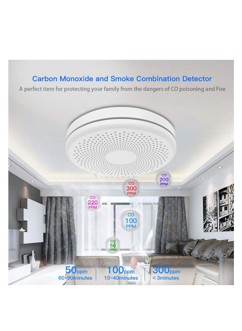 2 in 1 Fire Alarm CO Sensor Carbon Monoxide Detector Voice Warning for Home Security Protection