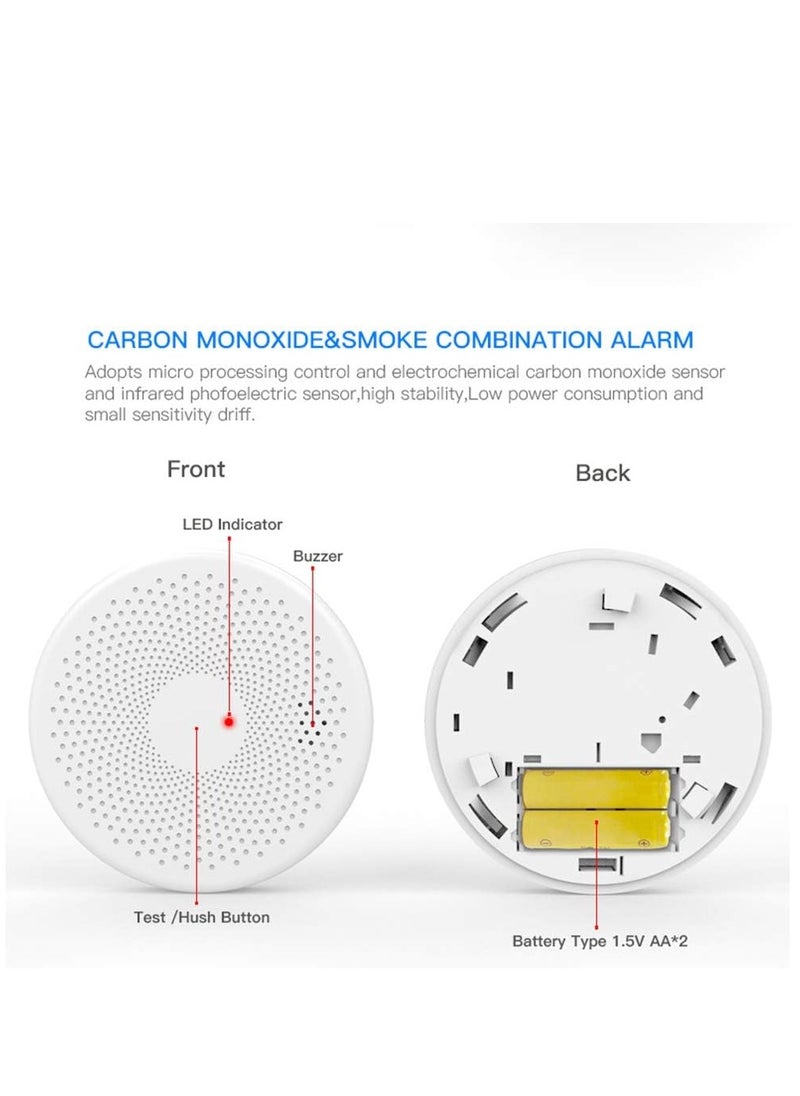 2 in 1 Fire Alarm CO Sensor Carbon Monoxide Detector Voice Warning for Home Security Protection