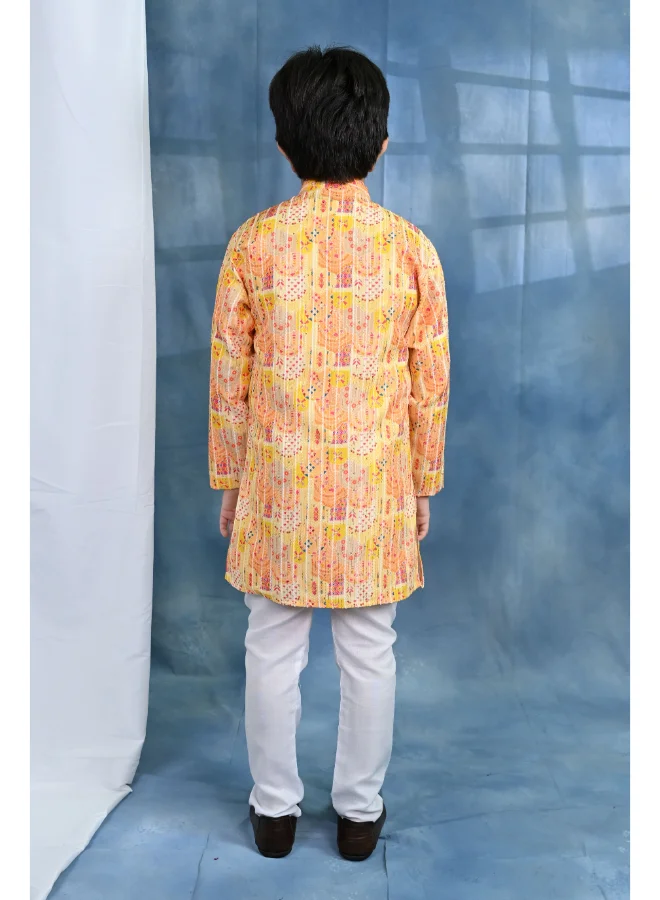 BT DEZINES Boys Yellow Kurta and Pyjama Set