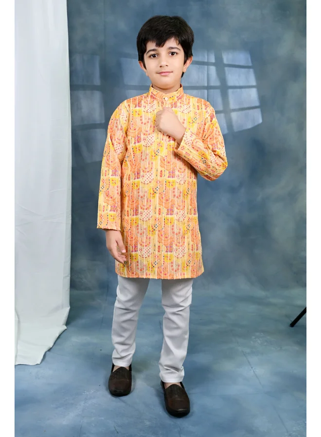 BT DEZINES Boys Yellow Kurta and Pyjama Set