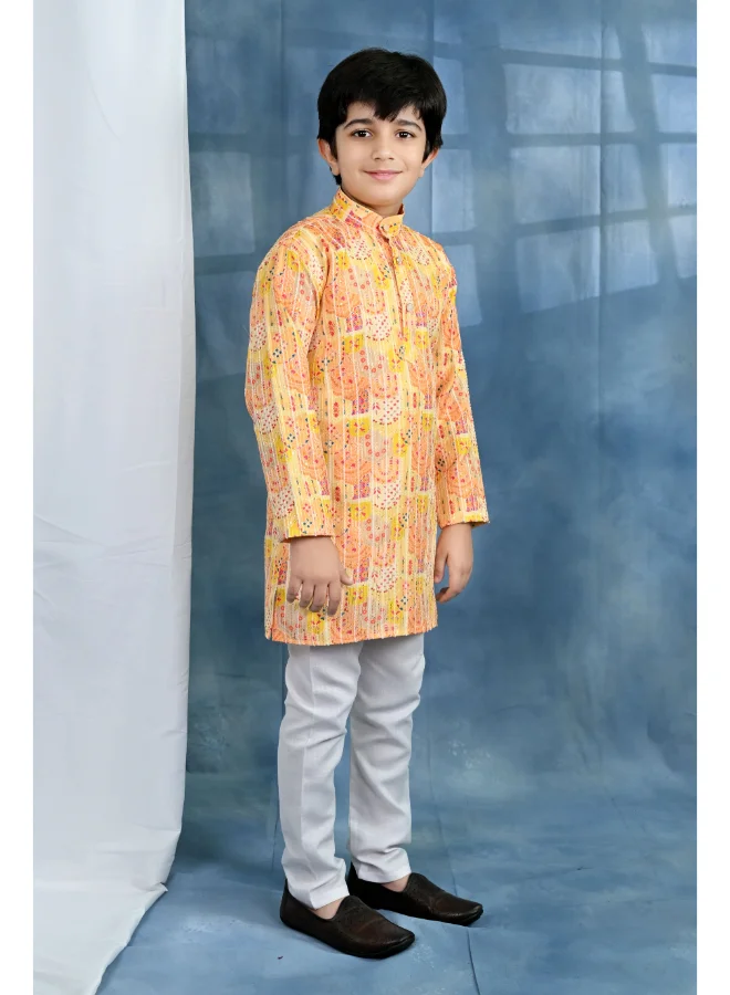 BT DEZINES Boys Yellow Kurta and Pyjama Set