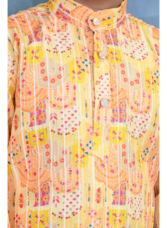 BT DEZINES Boys Yellow Kurta and Pyjama Set