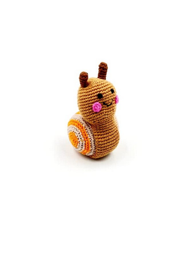 Pebble Pebble Fair Trade Handmade Crochet Cotton Snail Rattle - Brown Sugar - Image 1