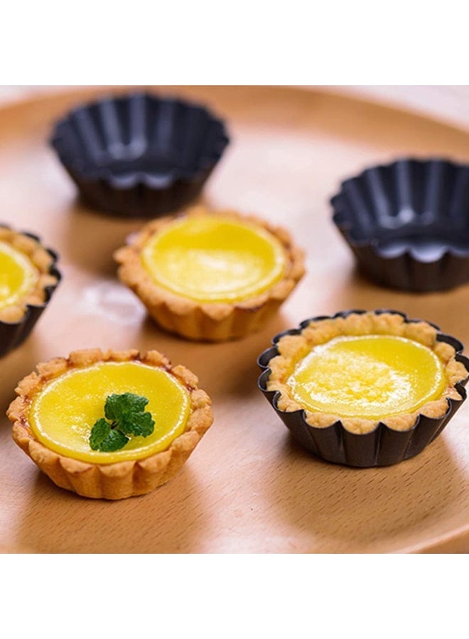 Soofam 12 PCS Egg Tart Mould, Cupcake Cup, Reusable Mini Non-Stick Muffin Cases, Carbon Steel Pudding Tartlet Tin Pan for Kitchen Cake Baking Tool - Image 2