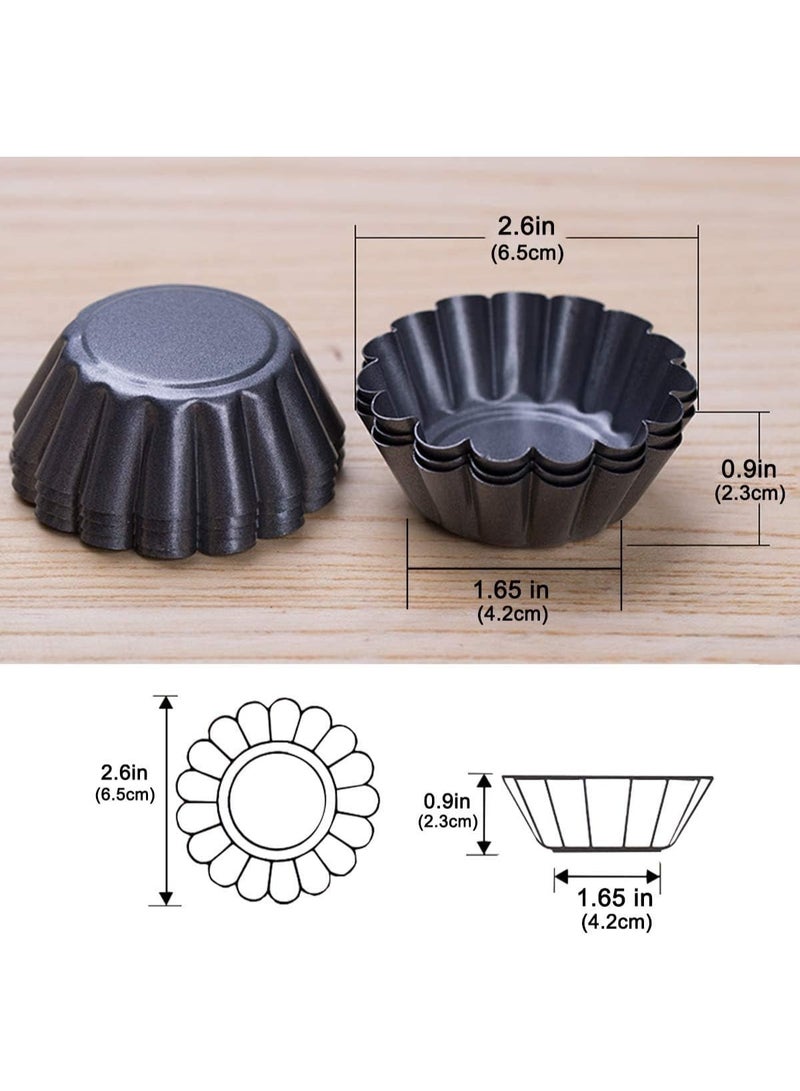 Soofam 12 PCS Egg Tart Mould, Cupcake Cup, Reusable Mini Non-Stick Muffin Cases, Carbon Steel Pudding Tartlet Tin Pan for Kitchen Cake Baking Tool - Image 5