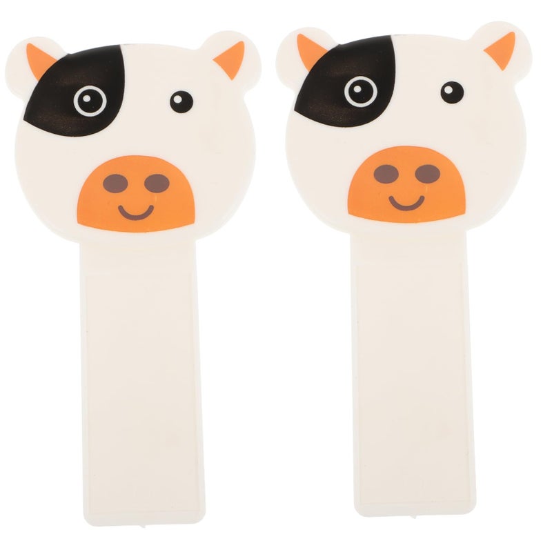 White Toilet Lid Lifter Handle 2 Pack Cute Cow Pattern Adhesive Tool for Bathroom - Image 2