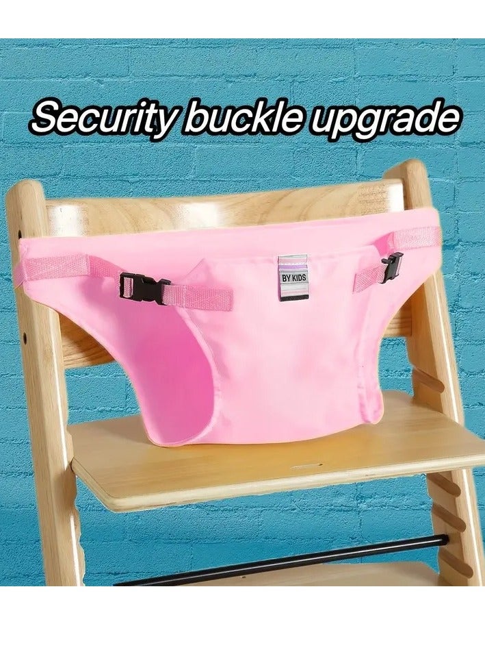 Little tots Adjustable Baby Dining Chair Safety Belt - Portable High Chair Harness for Babies & Toddlers, Lead-Free Polyester Material, Secure Cross Fixation Strap Pink Color  - Image 3