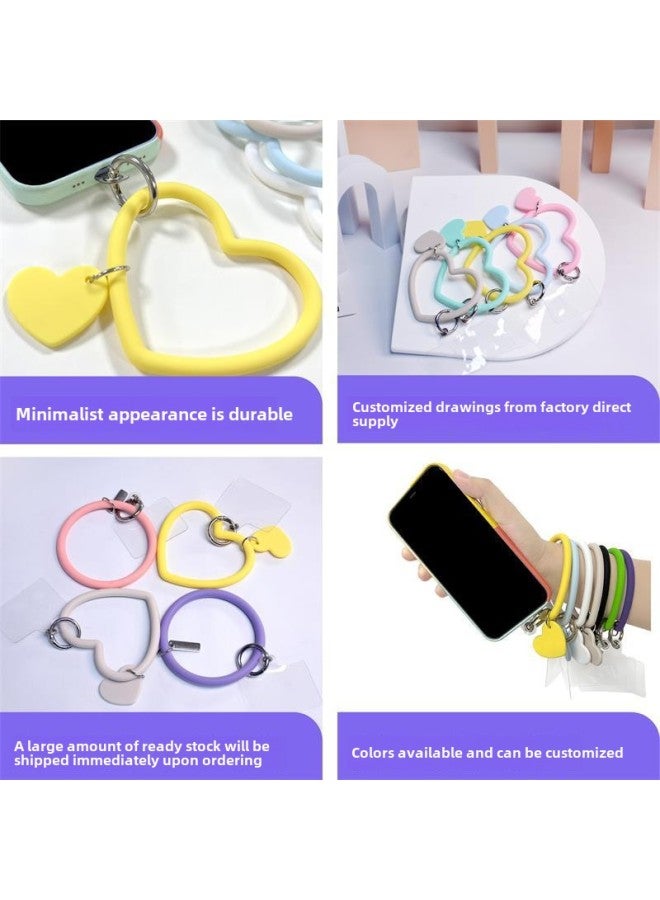 Heart-shaped Silicone Bracelet Keychain Portable Mobile Phone Rope Silicone Bracelet Anti-fall Anti-lost Wrist Strap Wholesale-Specifications:Round Antique White  - Image 3