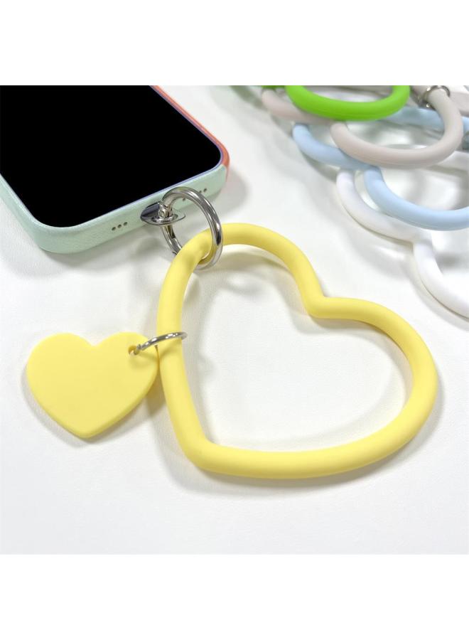 Heart-shaped Silicone Bracelet Keychain Portable Mobile Phone Rope Silicone Bracelet Anti-fall Anti-lost Wrist Strap Wholesale-Specifications:Round Antique White  - Image 5
