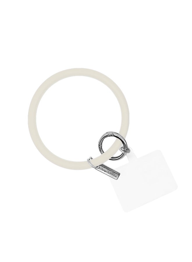 Heart-shaped Silicone Bracelet Keychain Portable Mobile Phone Rope Silicone Bracelet Anti-fall Anti-lost Wrist Strap Wholesale-Specifications:Round Antique White  - Image 1