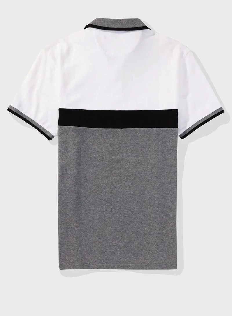 American Eagle Colorblock Logo Polo Shirt