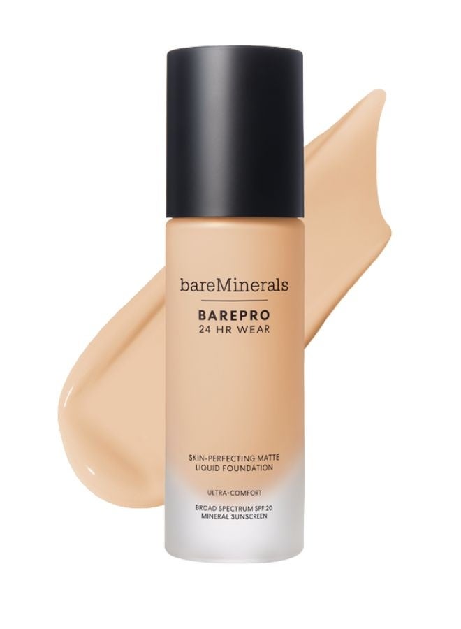 bareMinerals BAREPRO 24HR Matte Liquid Foundation SPF 20 – Light 21 Neutral | Full-Coverage Long-Wear Matte Foundation – 30 ml