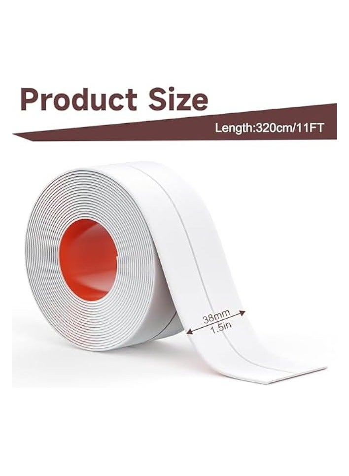 erorex Toilet Strips, Bath Sealant Strip, Wall Tape, Waterproof Bathroom Sealant Tape, 3 Rolls of Self Adhesive Caulk Strip for Kitchen, Sink, Bathtub, Toilet, Shower, Wall Corner (White) - Image 2