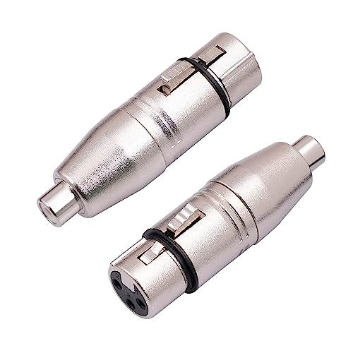 HUALEU 2Pack XLR Female to RCA Female Adapter Converter, Gender Changer Audio Coupler Connectors for Mixer, Recorder, Amplifier - Image 1