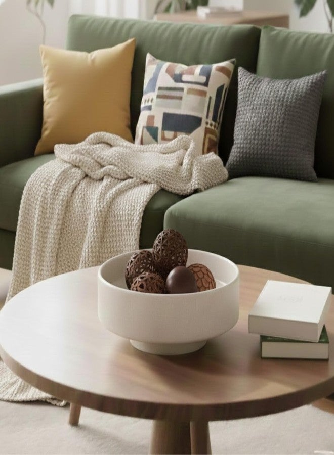 ADAPTIC GROUP Decorative Bowl for Table Centerpiece - Stone-Effect Beige Bowl for Modern Home Decor | Minimalist Coffee Table Decor Accent with Anti-Scratch Base & Secure Packaging (Beige Stone) - Image 4