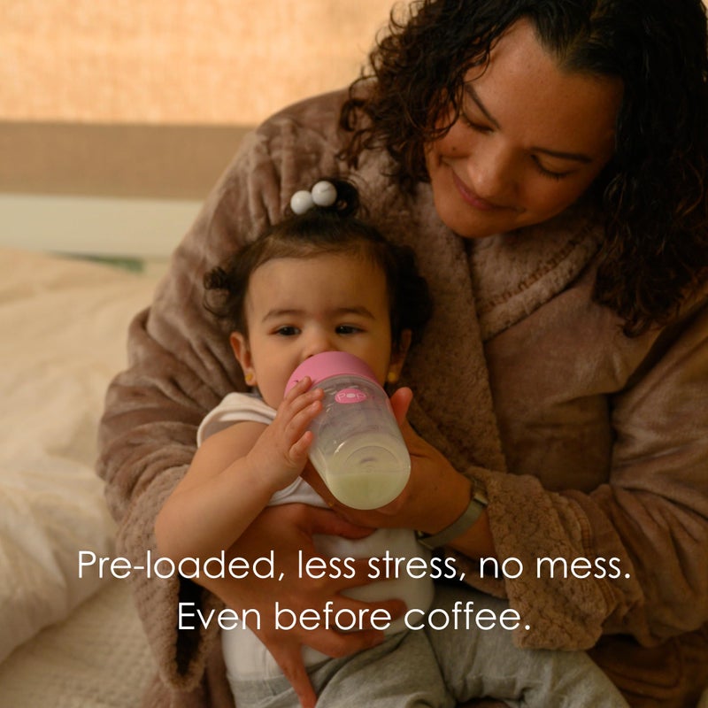 PopYum Pink Formula Making Baby Bottle Starter Set, 4-Pack, 2X 5oz Bottles with #1 Slow Flow Nipples + 2X 9oz Bottles with #2 Medium Flow Nipples, Mixing, Dispenser - Image 5