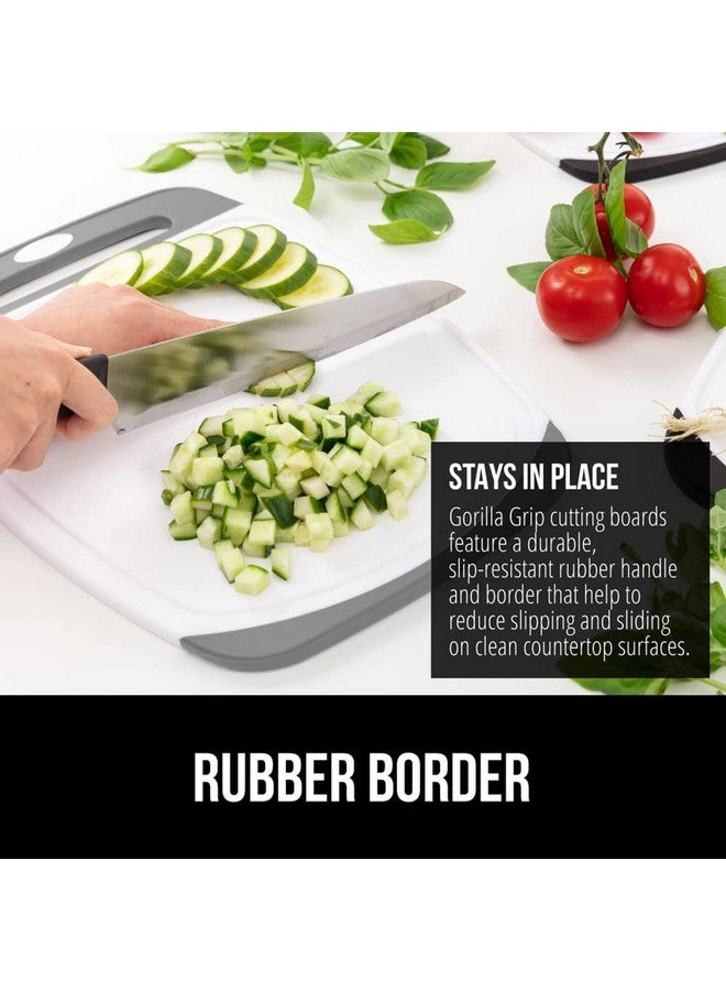GORILLA GRIP 100% BPA-Free Reversible Kitchen Cutting Board Set of 3, Nonporous, Juice Grooves to Catch Liquid, Slip Resistant Handle Border, Dishwasher Safe, Durable Large Food Chopping Boards, Gray - Image 3