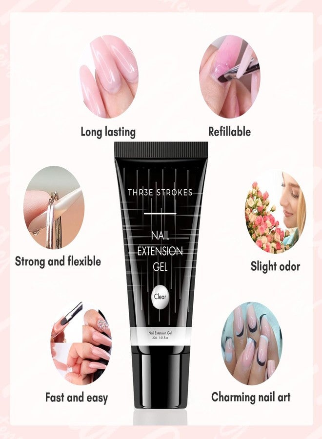 THR3E STROKES Poly Nail Gel Extension Kit With Slip Solution Uv Nail Lamp for Builder Gel UV Nail Art Kit Nail Extension Set {SSD KIT} (LIGHT PINK, 8 IN 1) - Image 3