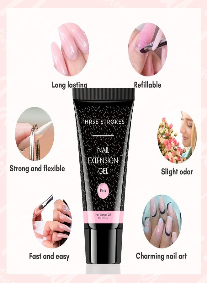 THR3E STROKES Poly Nail Gel Extension Kit With Slip Solution Uv Nail Lamp for Builder Gel UV Nail Art Kit Nail Extension Set {SSD KIT} (LIGHT PINK, 8 IN 1) - Image 2