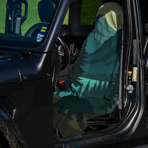 Semtomn 2 Pack Car Seat Towel Covers, Sweat Protector for Front Seats, Premium Thickened Microfiber with Black Bear Wildlife Forest, Breathable and Quick Dry, Slip-on Headrest Pocket for Gym, Beach, Running - Image 4