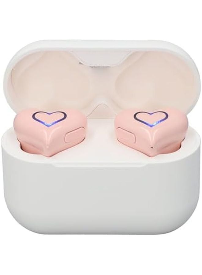 Pink Heart Shaped Earbuds with Hifi Stereo Sound Lightweight for Sport and Business USB C Charging Case - Image 1