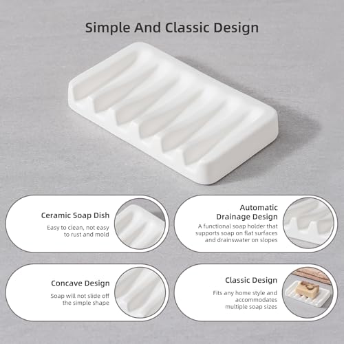 Agyiuns Ceramic Bathroom Accessories Set, Lotion Soap Dispenser and Toothbrush Holder Set, Soap Dish, Apothecary Jars,4 Pieces for Home Modern Bathroom Decor Vanity Countertop(White Set - Liquid) - Image 4