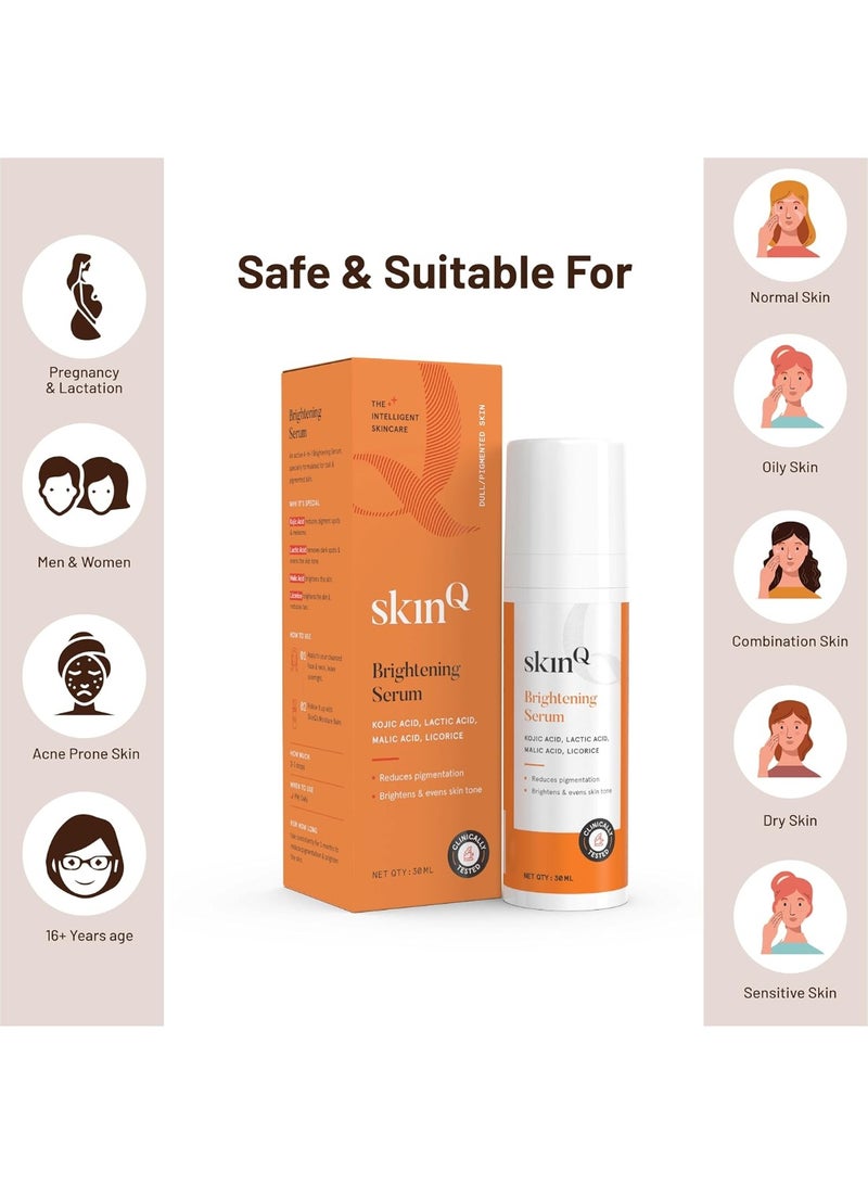 SkinQ Brightening Serum for Men & Women with Licorice & Lactic Acid 30ml | Face Elixir for Tan, Pigmentation & Dark Spots | Exfoliates, Brightens & Softens Skin | Helps Repair & Heal Sun-Damaged Skin - Image 3