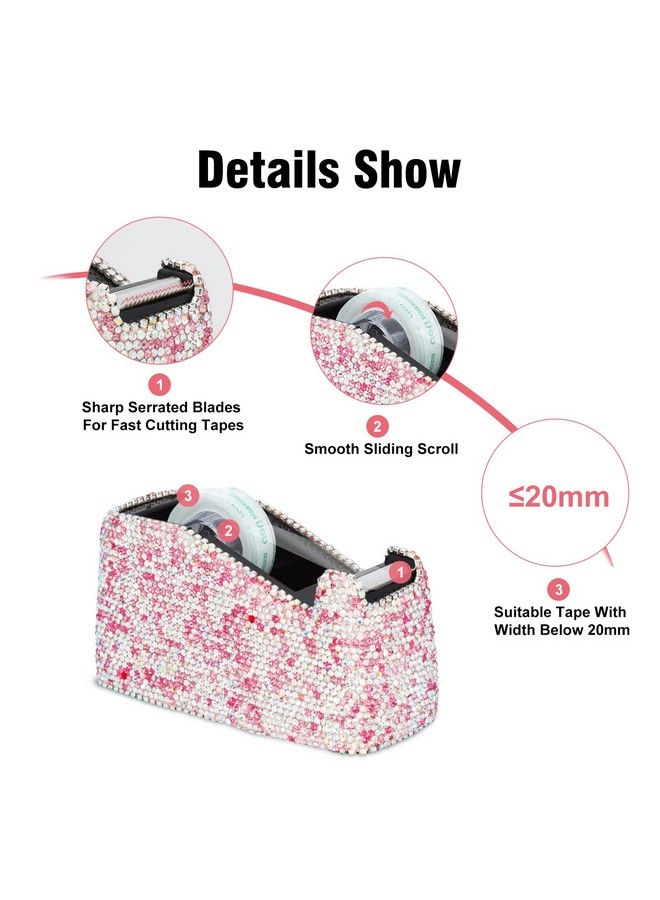 KEYPOWER Bling Crystal Luxury Handmade Diamond Desktop Tape Dispenser For Fashion Girls Women (Pink) - Image 5