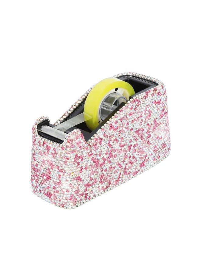 KEYPOWER Bling Crystal Luxury Handmade Diamond Desktop Tape Dispenser For Fashion Girls Women (Pink) - Image 1