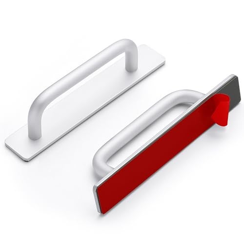Ravinte Decor 2 Pack Adhesive Handles Self Stick Instant Cabinet Handles 5.83" Stick on Cabinet Handles Drawer Push Pull Handles Helper Sliding Screen Door Handles for Sliding Closet Window Wardrobe - Silver - Image 1