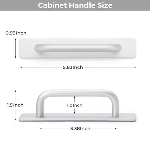 Ravinte Decor 2 Pack Adhesive Handles Self Stick Instant Cabinet Handles 5.83" Stick on Cabinet Handles Drawer Push Pull Handles Helper Sliding Screen Door Handles for Sliding Closet Window Wardrobe - Silver - Image 3