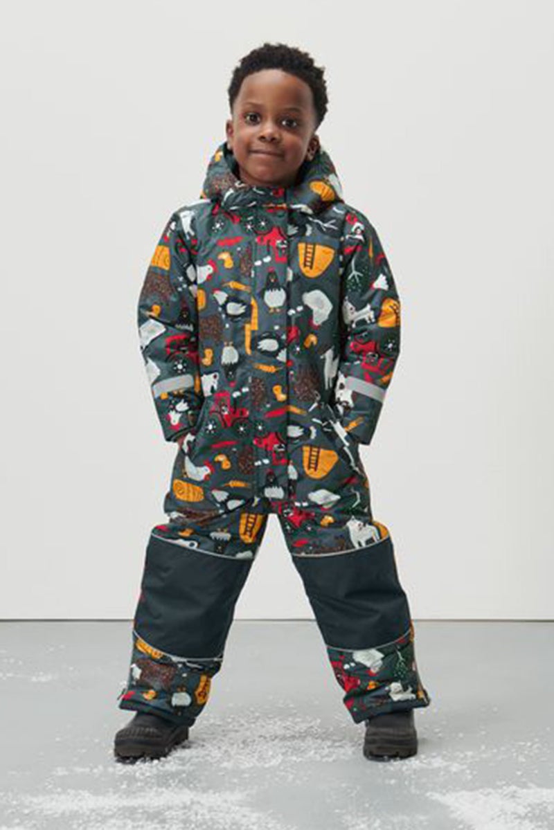 Tchibo Toddler Boy All Over Printed Hooded Bodysuits, Grey Combo - Image 1