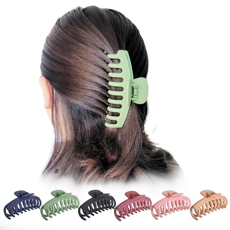 FAMEZA �1 pcs Big Claw Clips, 4.3? Matte Large Hair Claw Clips Non-Slip Ponytail Jaw Barrette Strong Hold Banana Jumbo Claw Clips for women Long Thick Hair(Single piece)(black) - Image 5