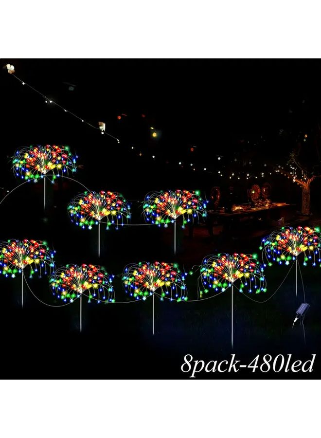 Fachoi 8 حزمة 480 مصباح LED للألعاب النارية الشمسية في الهواء الطلق 8 أوضاع تشغيل وإيقاف تلقائي لعيد الميلاد - Image 1