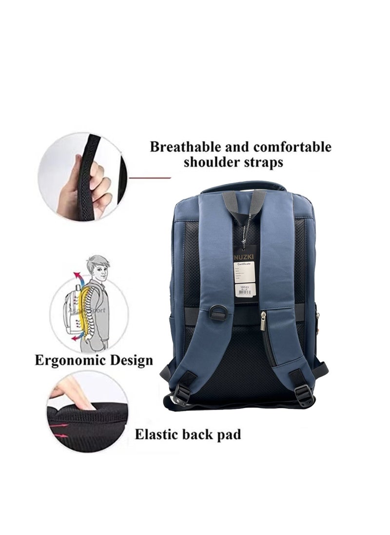 nuzki Premium Laptop Backpack for Men & Women - Business Travel Backpack with USB Charging Port - College School Computer Backpack Fits Laptop Notebook up to 18 INCH"  - Image 4