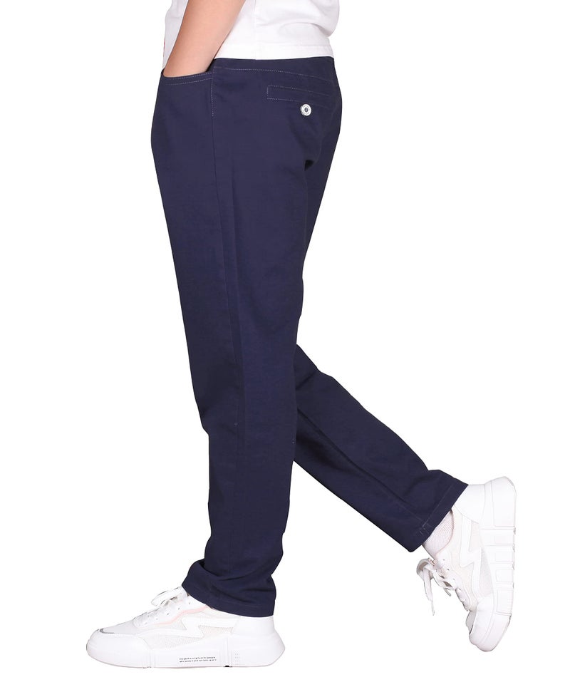 CAMLAKEE Boys' Stretch Pull on Chino Pants Kids School Uniform Yonth Twill Pants Navy Blue 6-7 Years - Image 3