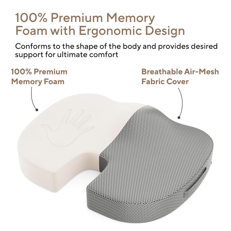 FOverA Memory Foam Coccyx Seat Cushion for Tailbone Pain | 2 Years Warranty | Sciatica, Back Pain Relief - Orthopedic Chair Cushions for Sitting for Office Chair (Medium, Mesh Grey) - Image 5