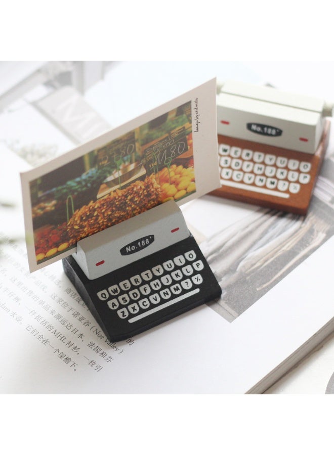 Retro Wooden Typewriter-Style Memo Clip, Creative Home Office Desk Decor, Photo Holder, Vintage Look, Faux Wood Material, - Image 4