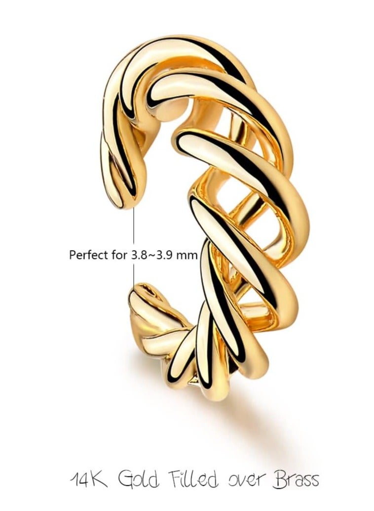Women Ear Cuff Earring Gold Non Pierced Ear Cartilage Clip on Wrap Hoop 14K Gold Filled Tiny Boho Beach Simple Minimalist Delicate Handmade Hypoallergenic Jewelry Gift-Sold as Single/Pair - Image 5