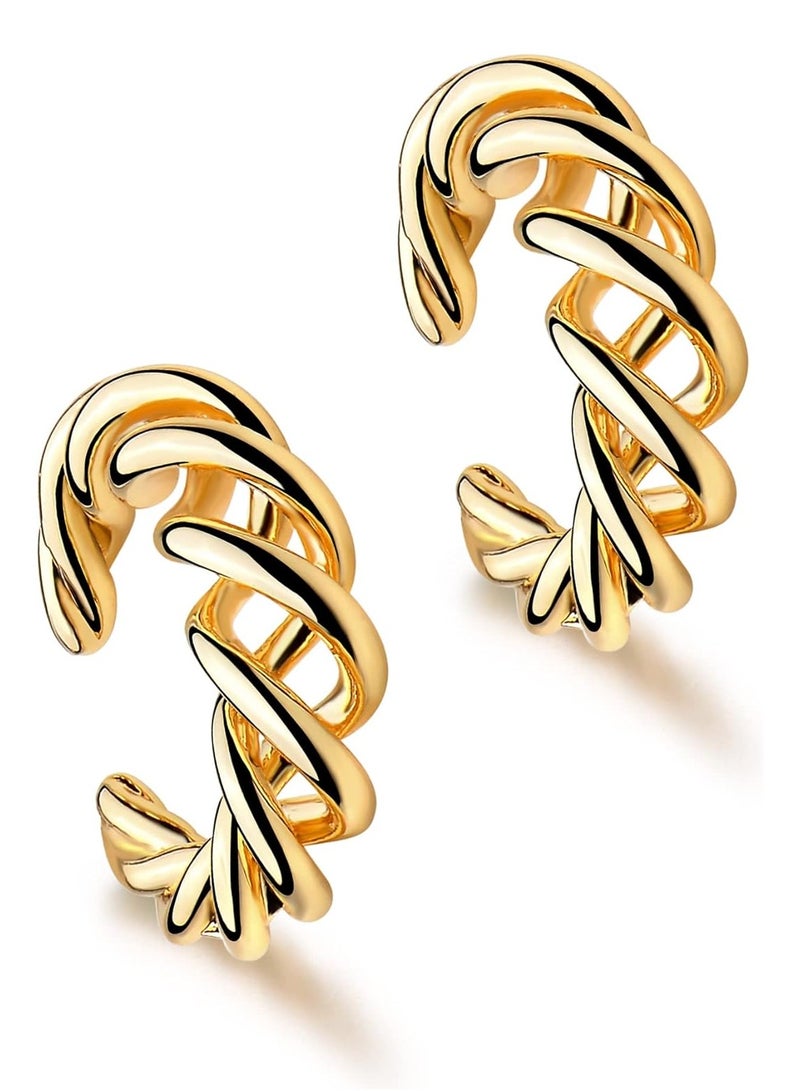 Women Ear Cuff Earring Gold Non Pierced Ear Cartilage Clip on Wrap Hoop 14K Gold Filled Tiny Boho Beach Simple Minimalist Delicate Handmade Hypoallergenic Jewelry Gift-Sold as Single/Pair - Image 1