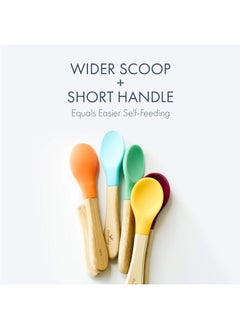 Avanchy Avanchy Bamboo Baby Spoons - Bamboo and Silicone Baby Spoons - Baby Training Spoons - Soft Tip Baby Spoons - 5.5" L x 1.25" W (Blue)  - Image 5