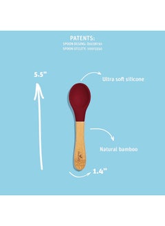 Avanchy Avanchy Bamboo Baby Spoons - Bamboo and Silicone Baby Spoons - Baby Training Spoons - Soft Tip Baby Spoons - 5.5" L x 1.25" W (Blue)  - Image 2