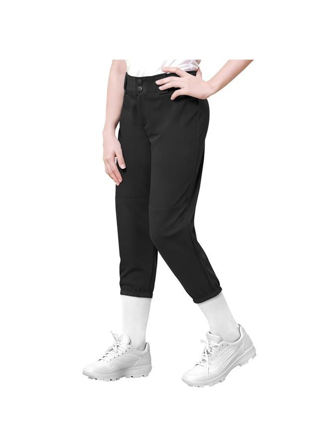 QBK 3T-13Years Girls' Softball Pants Kids' Youth Boys' Baseball Practice Pant Toddler tee Ball Pants, Black, 3T - Image 1
