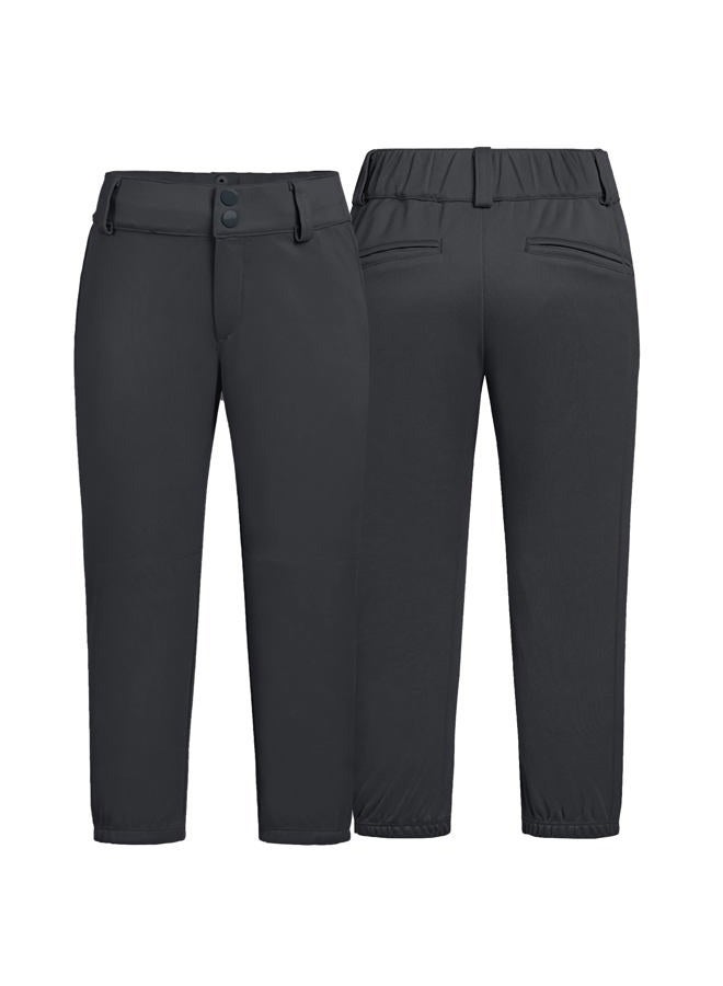 QBK 3T-13Years Girls' Softball Pants Kids' Youth Boys' Baseball Practice Pant Toddler tee Ball Pants, Black, 3T - Image 3
